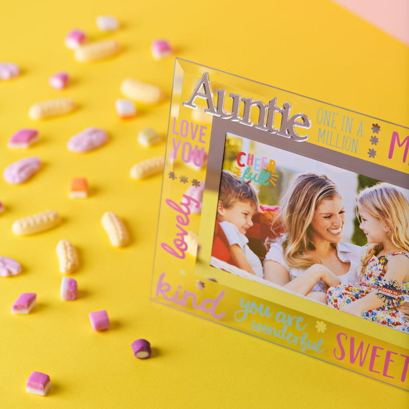 Cheerfull Glass Photo Frame 3D Word 6" x 4" - Auntie