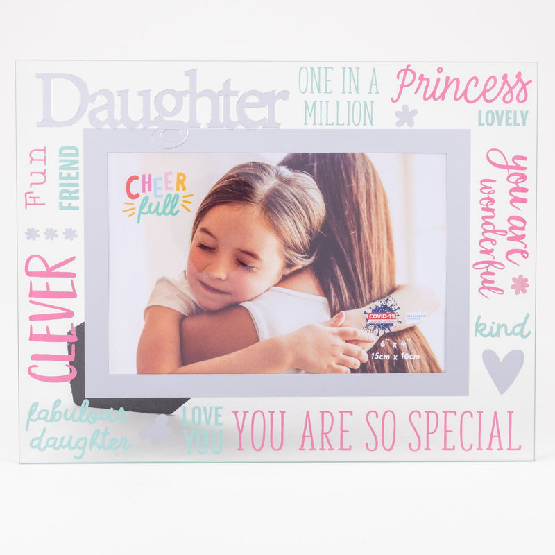 Cheerfull Glass Photo Frame 3D Word 6" x 4" - Daughter