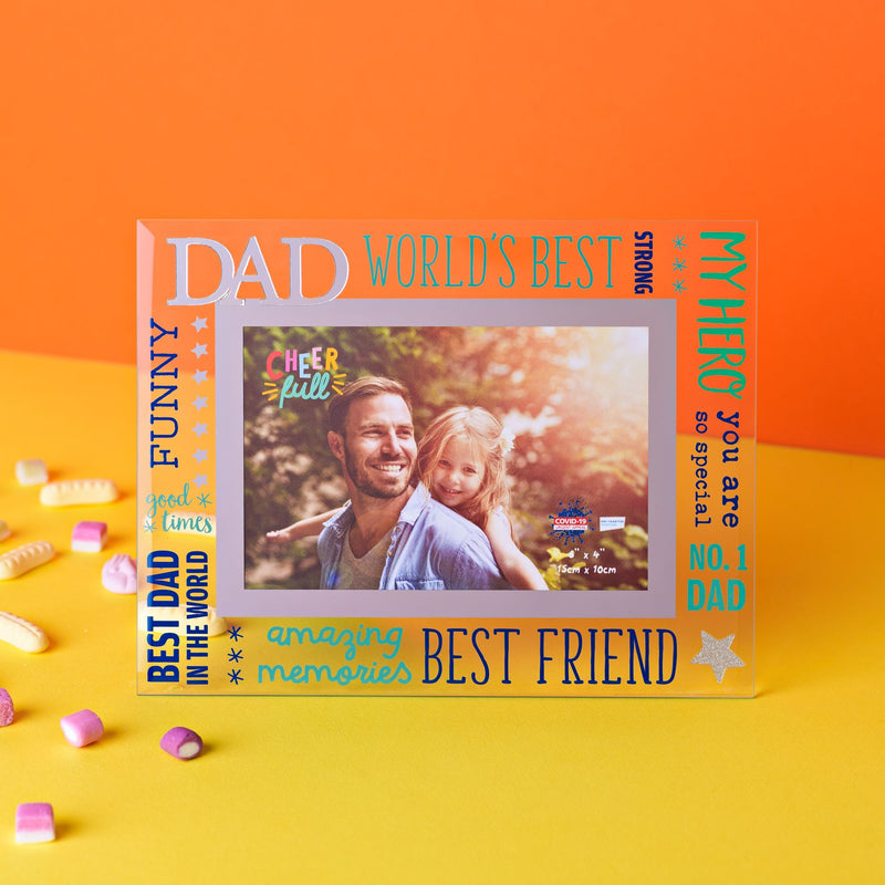 Cheerfull Glass Photo Frame 3D Word 6" x 4" - Dad