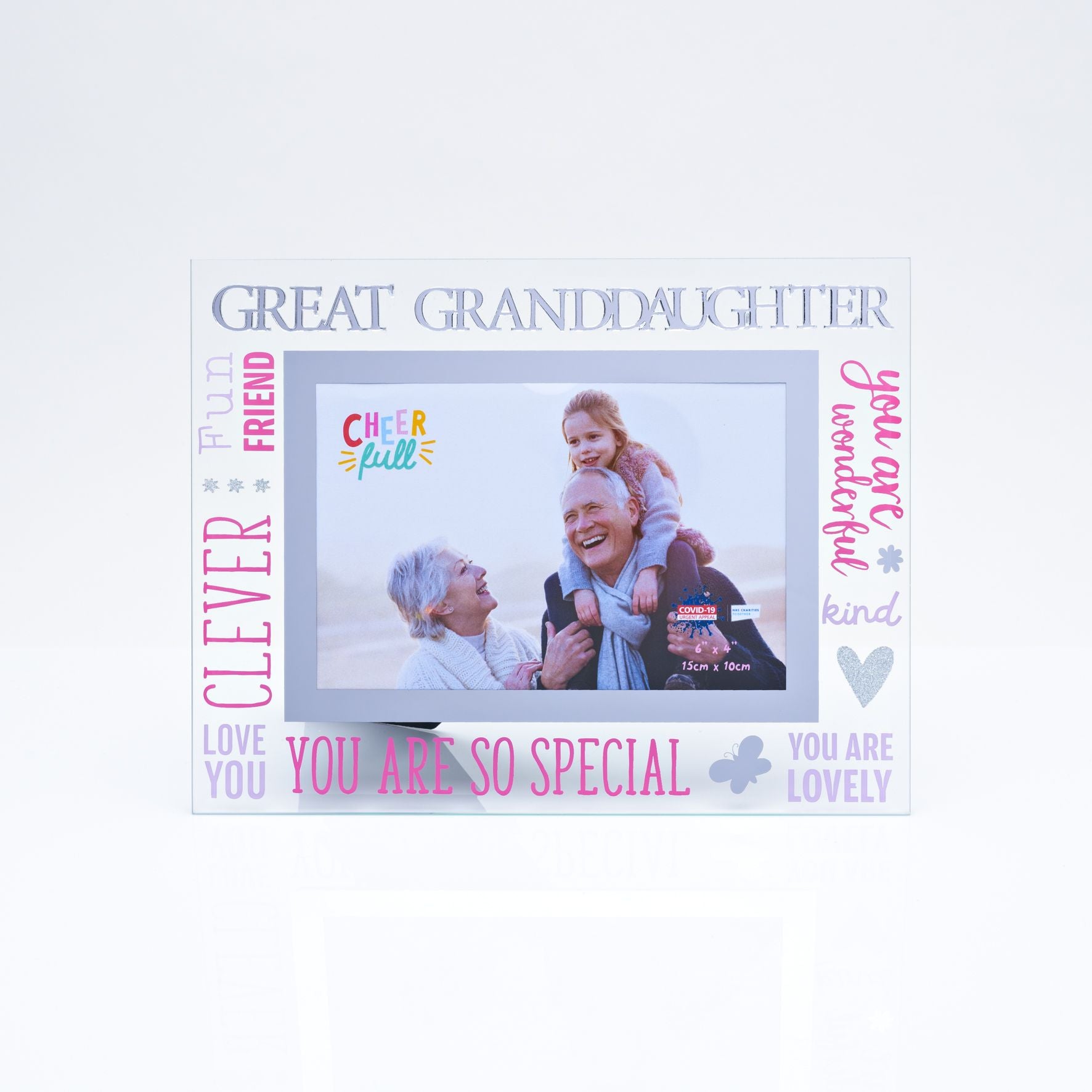 Cheerfull Glass Frame 3D Word 6" x 4" - Great Granddaughter