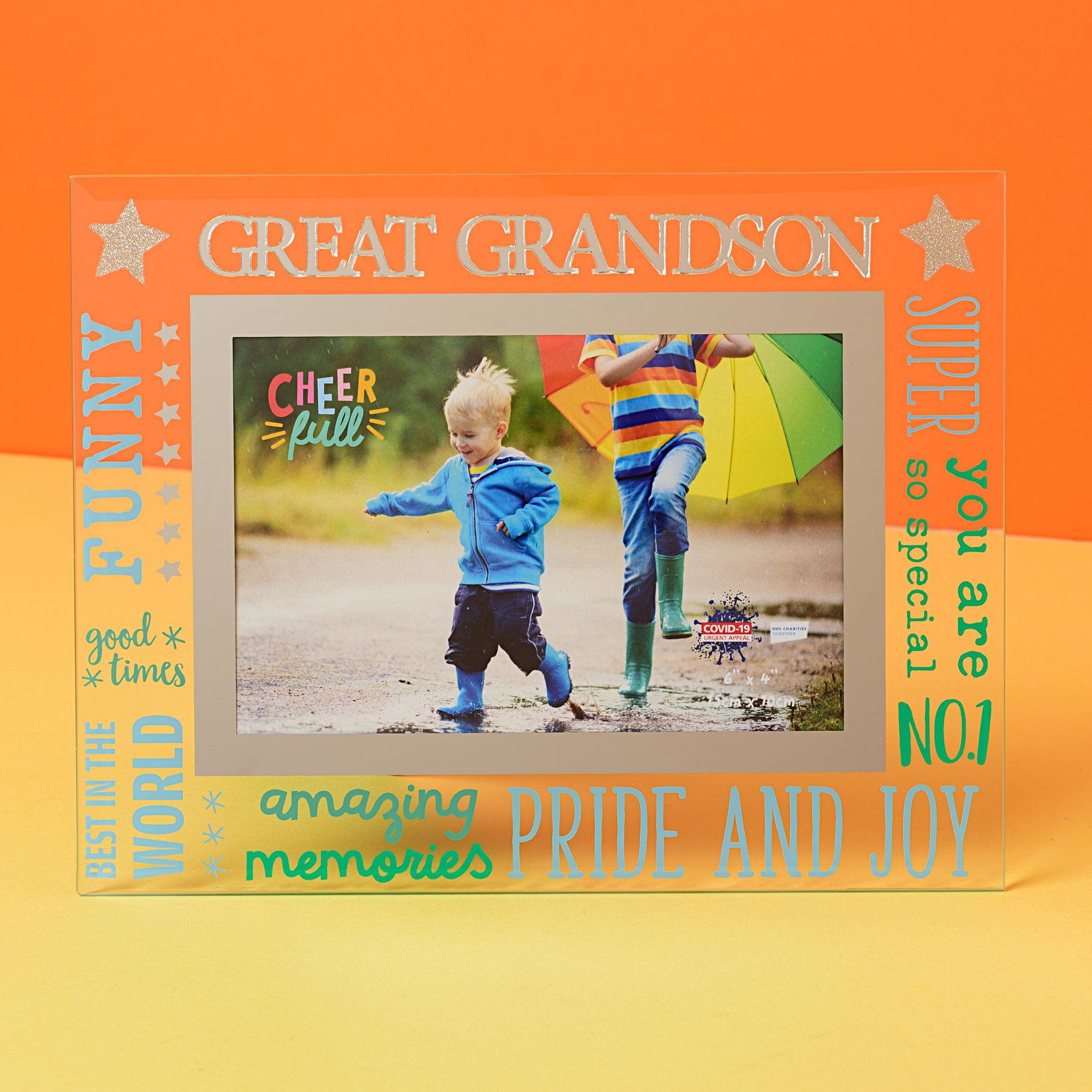 Cheerfull Glass Photo Frame 3D Word 6" x 4" - Great Grandson