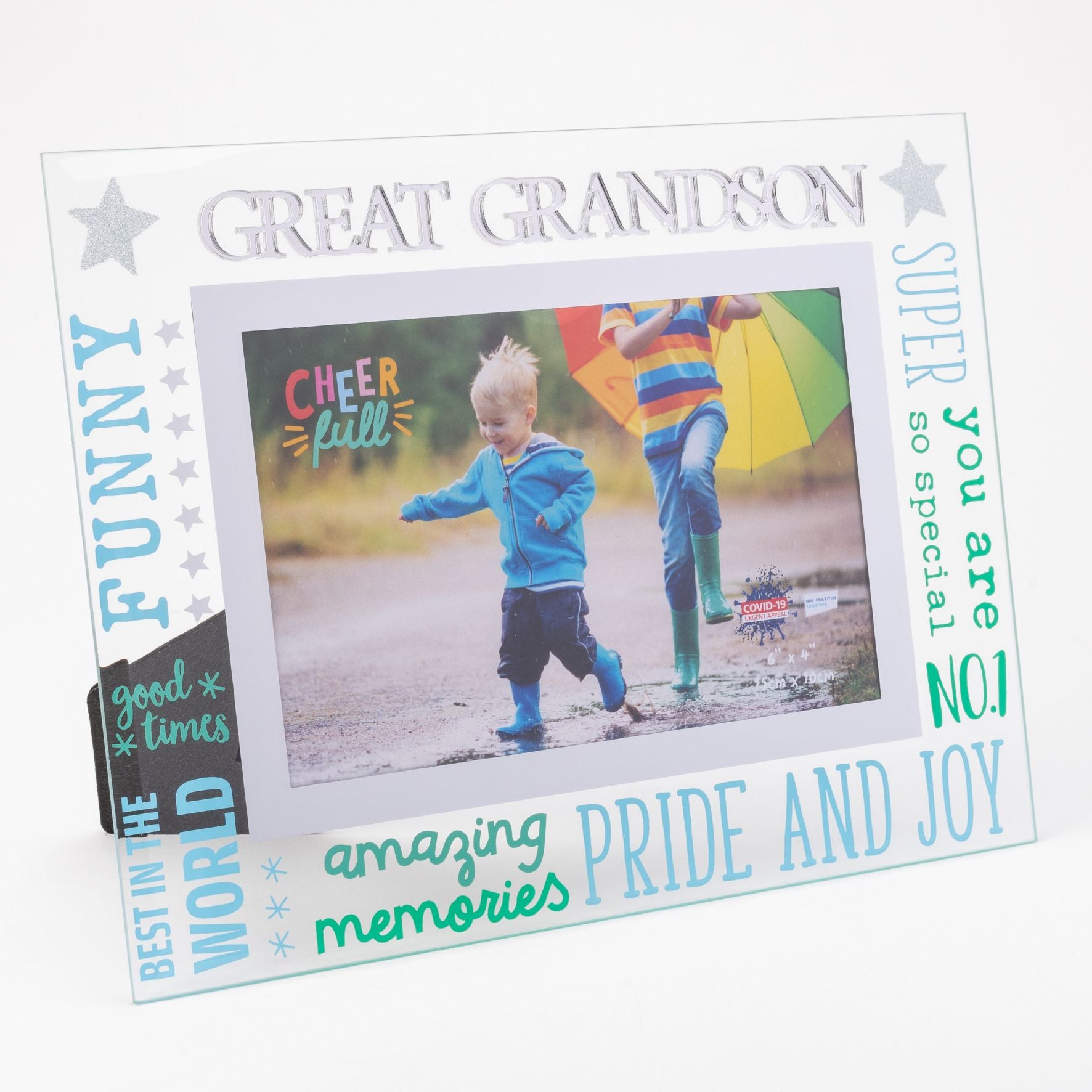 Cheerfull Glass Photo Frame 3D Word 6" x 4" - Great Grandson