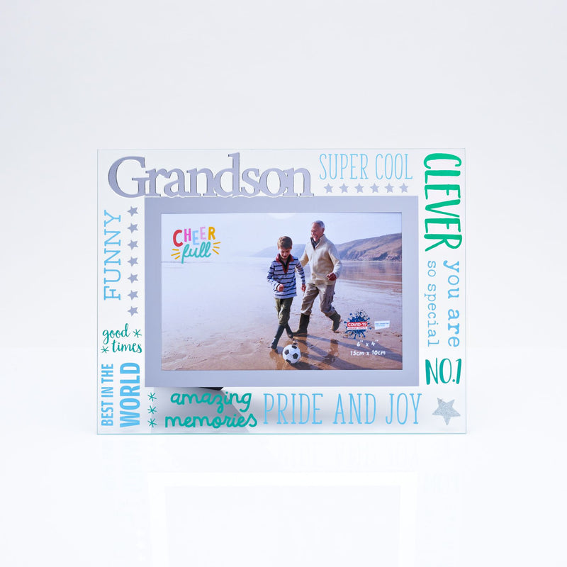 Cheerfull Glass Photo Frame 3D Word 6" x 4" - Grandson