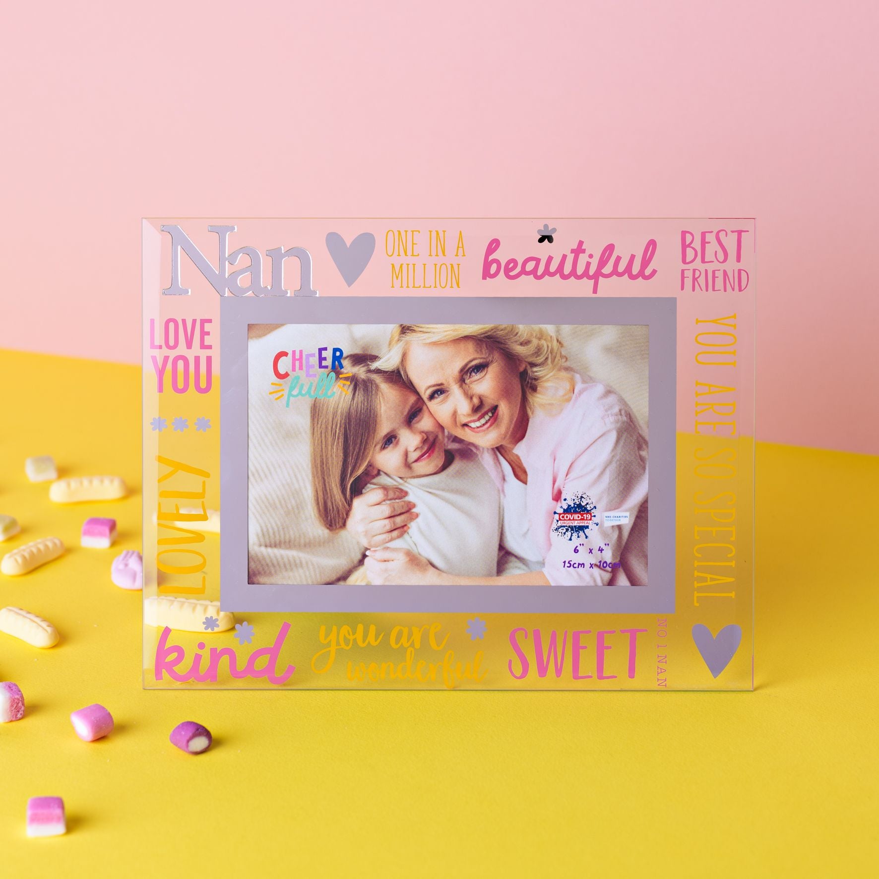 Cheerfull Glass Photo Frame 3D Word 6" x 4" - Nan