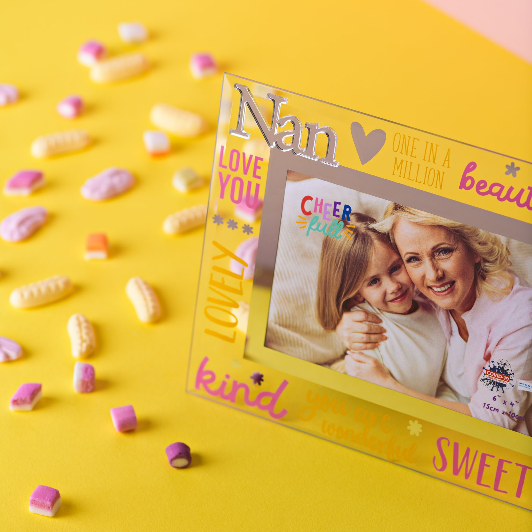 Cheerfull Glass Photo Frame 3D Word 6" x 4" - Nan