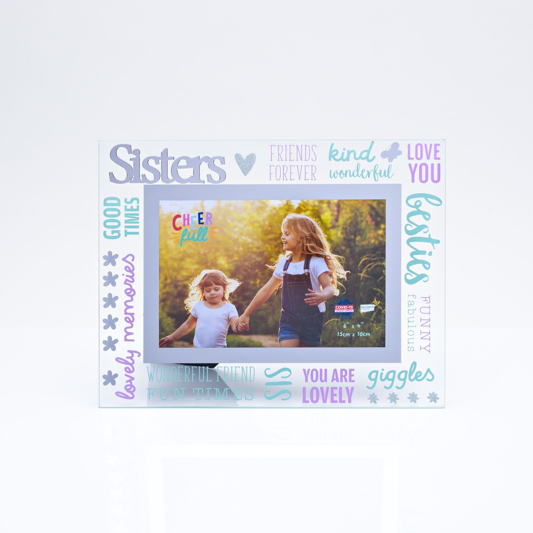 Cheerfull Glass Photo Frame 3D Word 6" x 4" - Sister