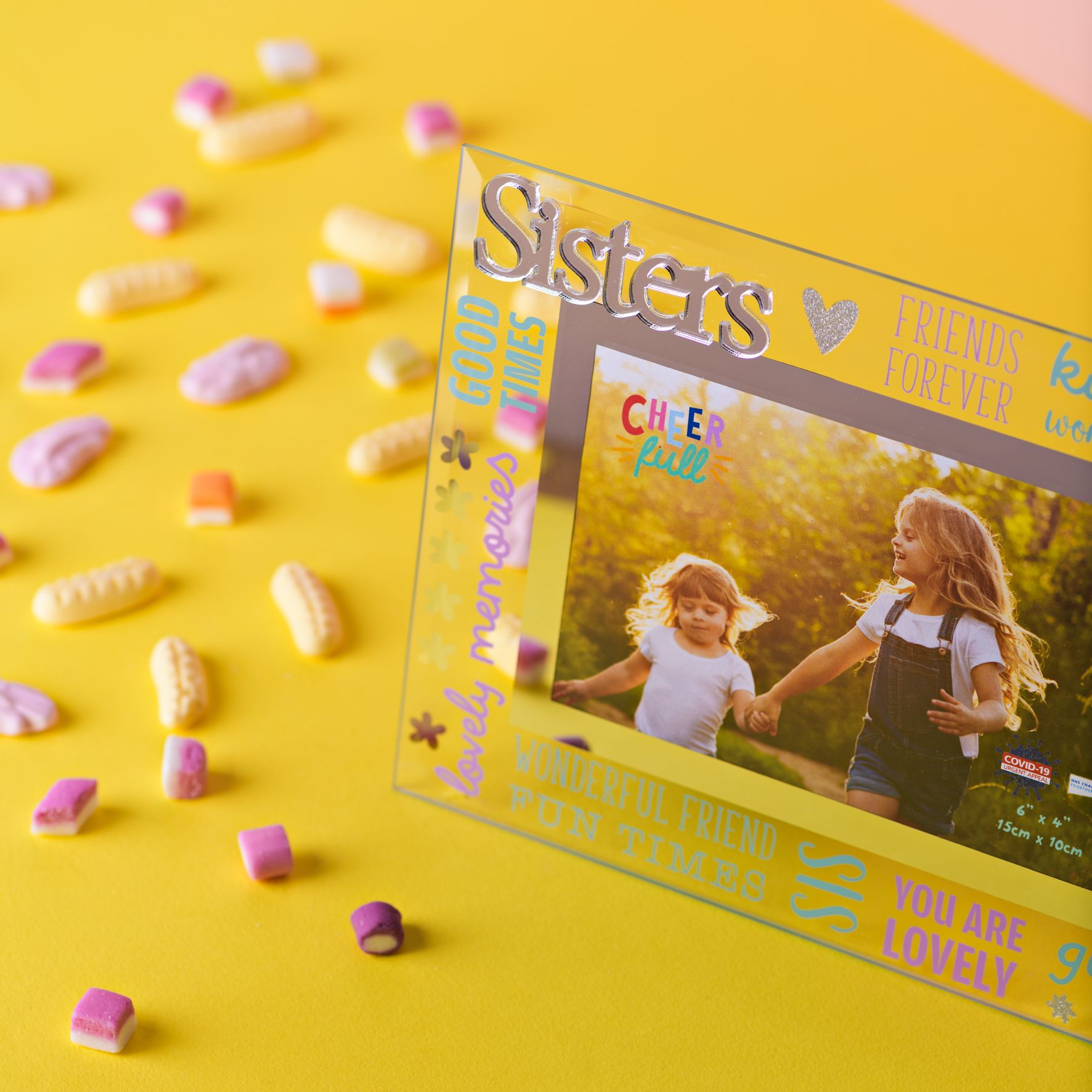 Cheerfull Glass Photo Frame 3D Word 6" x 4" - Sister
