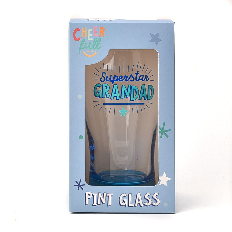 Cheerfull Pint Glass - Superstar Grandad