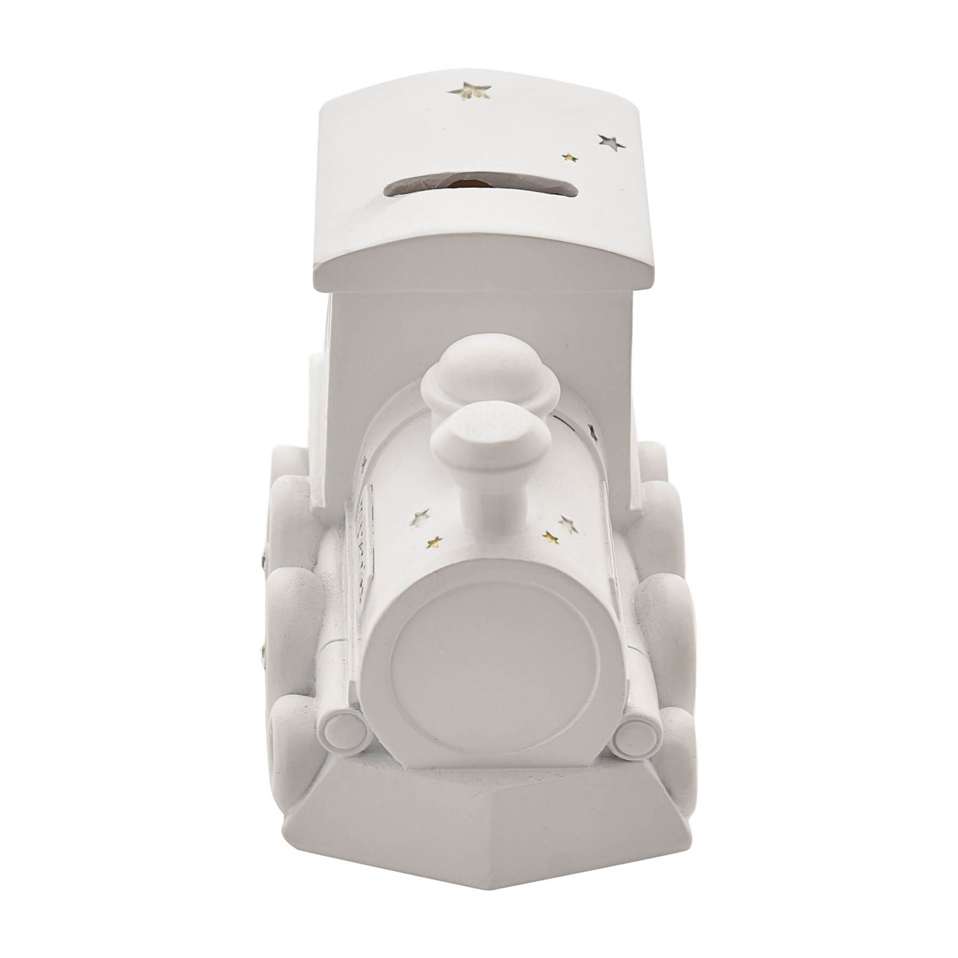 Bambino White Resin Money Box - Train