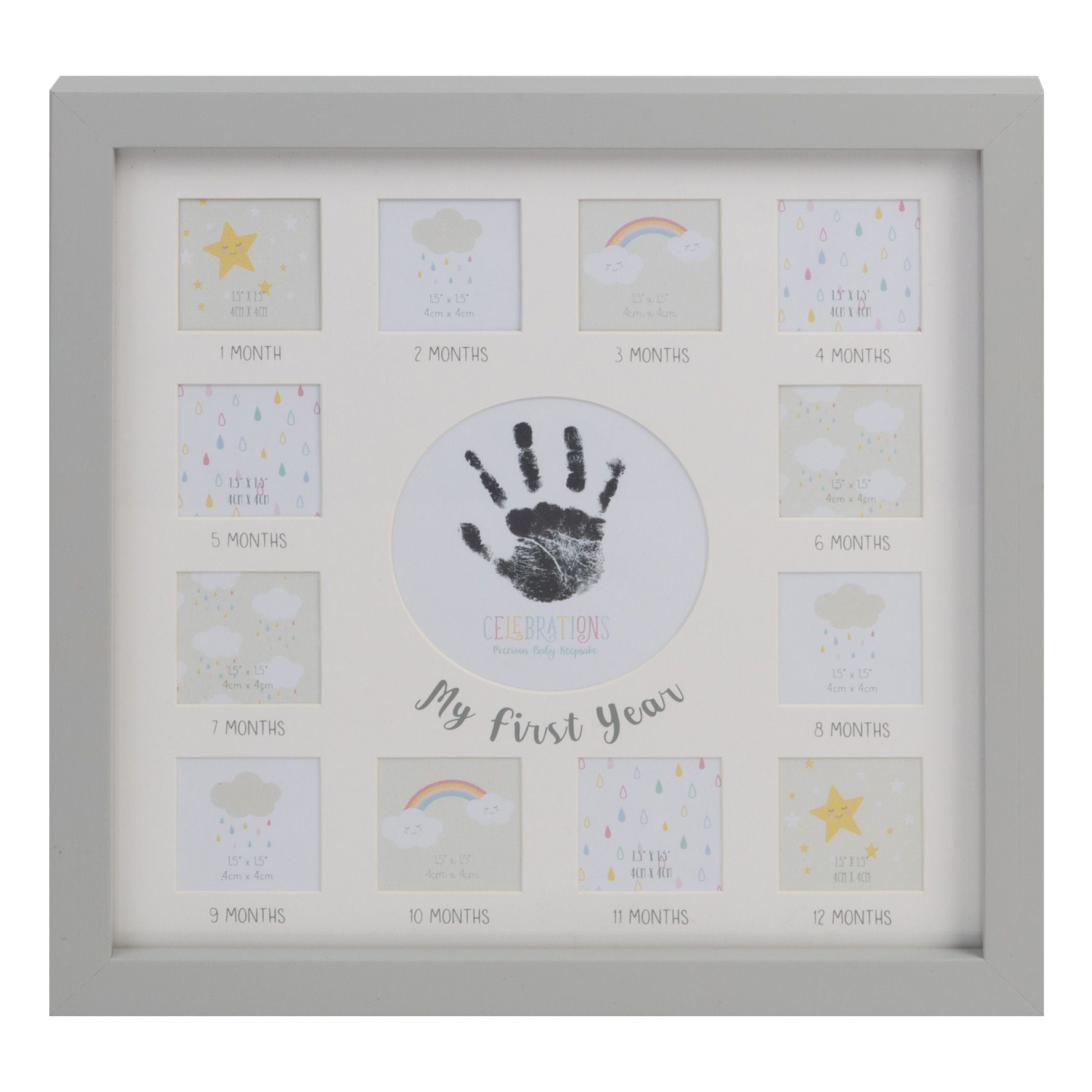 Celebrations Multi Aperture Frame Grey w/ Ink Pad
