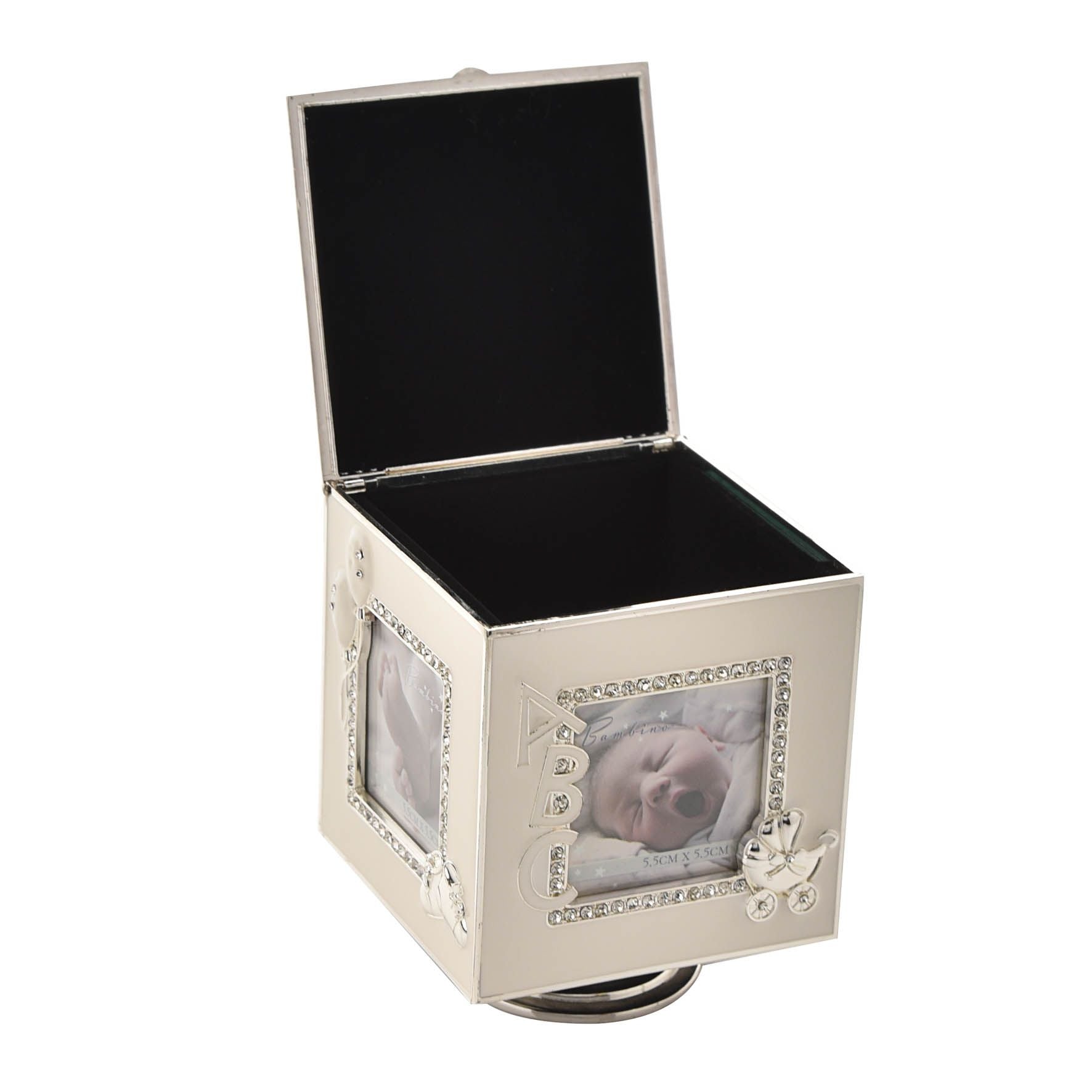 Bambino Baby Silver Plated Rotating Photo Frame Music Box