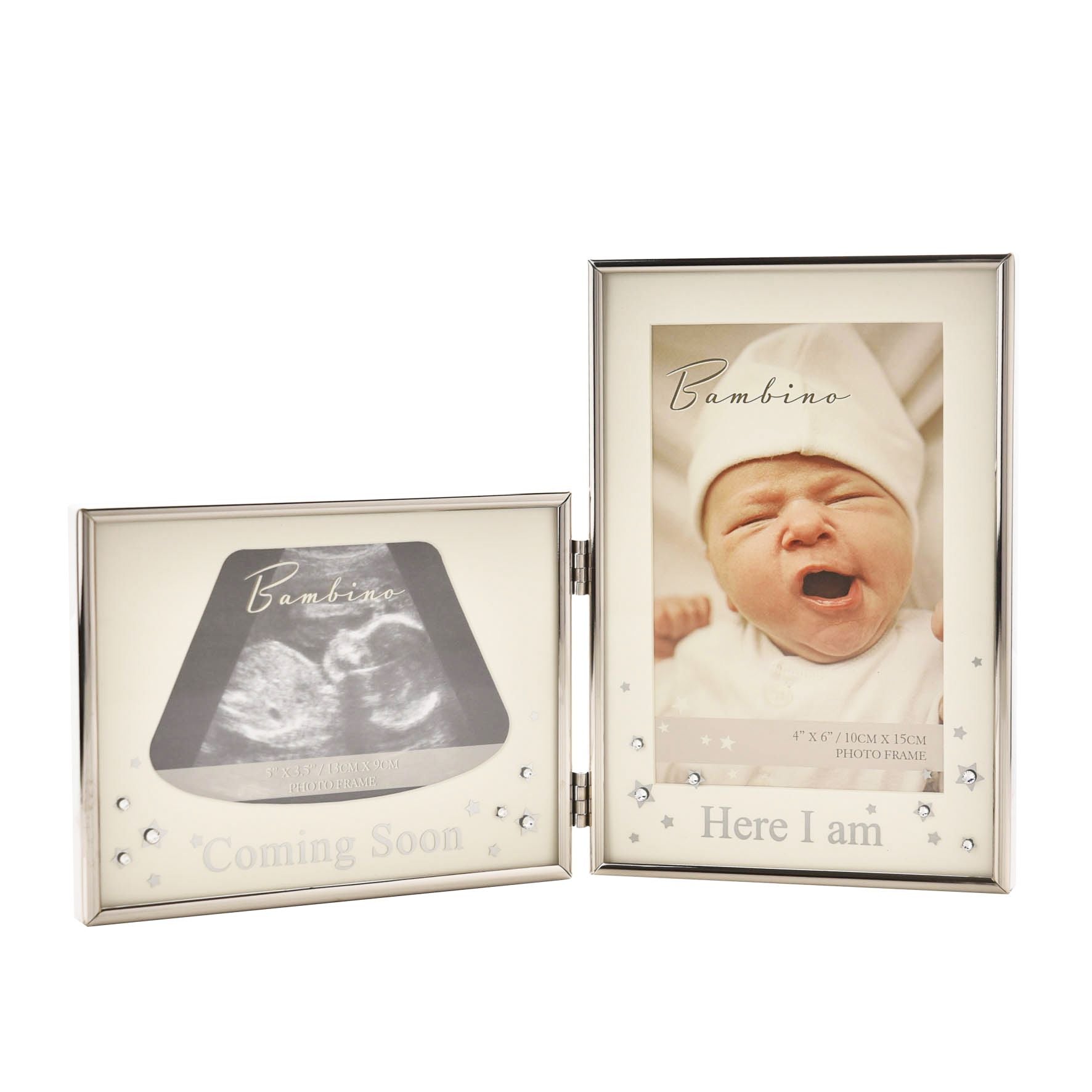 Bambino Silver effect  Double Scan Frame  - 'Here I Am'