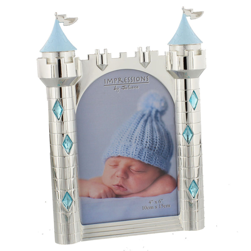 Silverplated Castle Photo Frame 4" x 6" - Blue