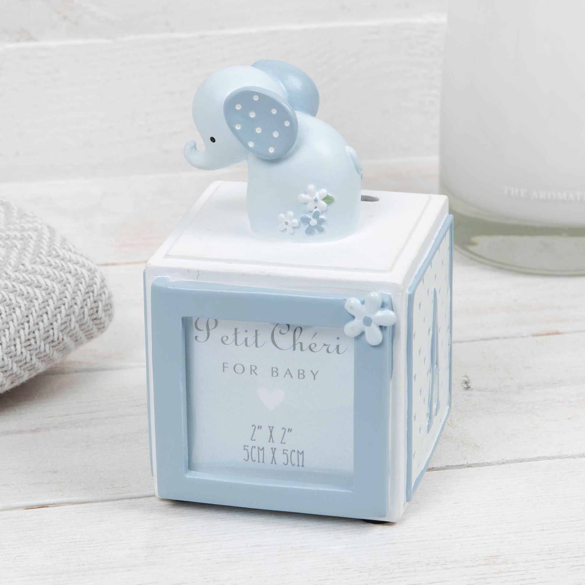 Petit Cheri Collection Resin Money Box & Frame - Blue