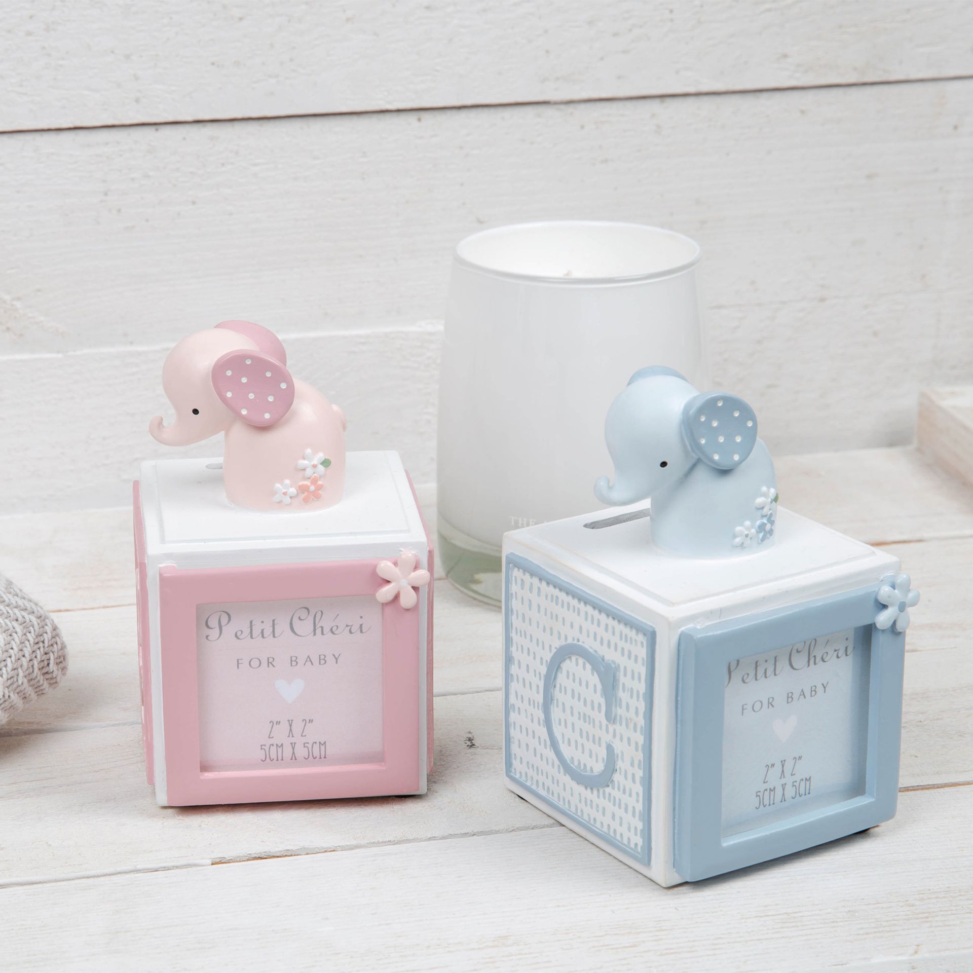 Petit Cheri Collection Resin Money Box & Frame - Blue