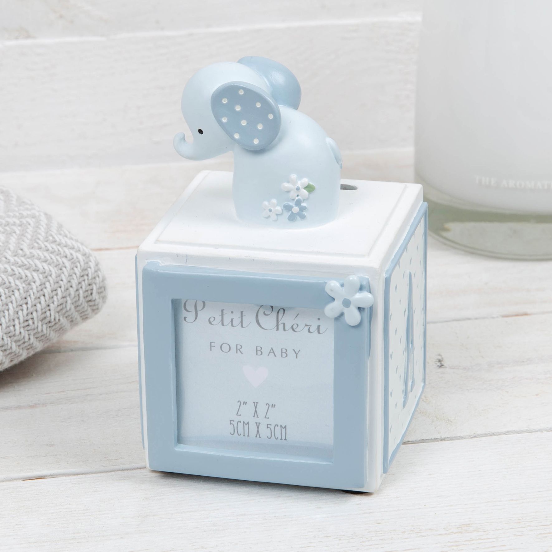 Petit Cheri Collection Resin Money Box & Frame - Blue