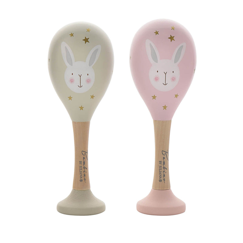 Bambino Toy Wooden Maracas Rabbit Pink