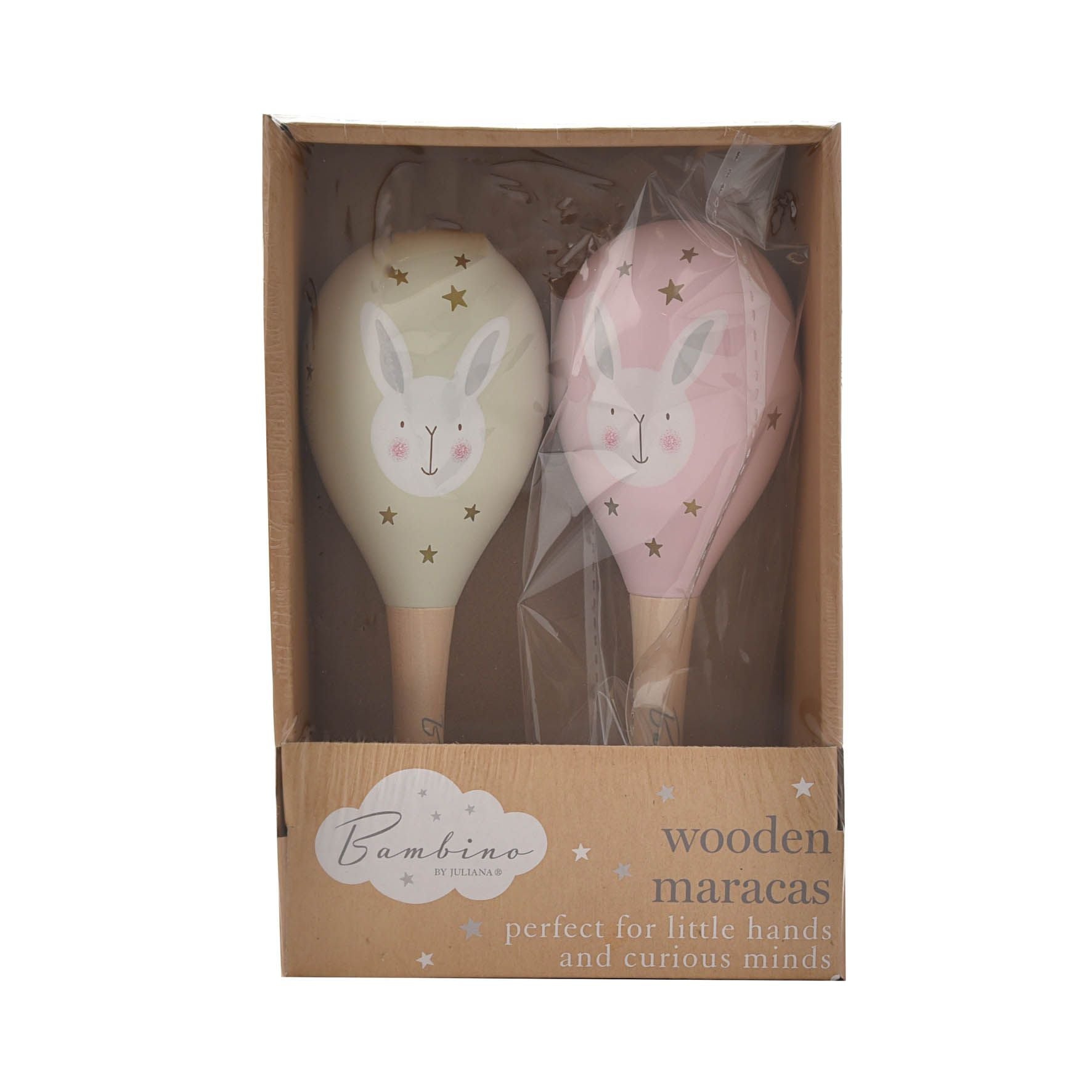 Bambino Toy Wooden Maracas Rabbit Pink