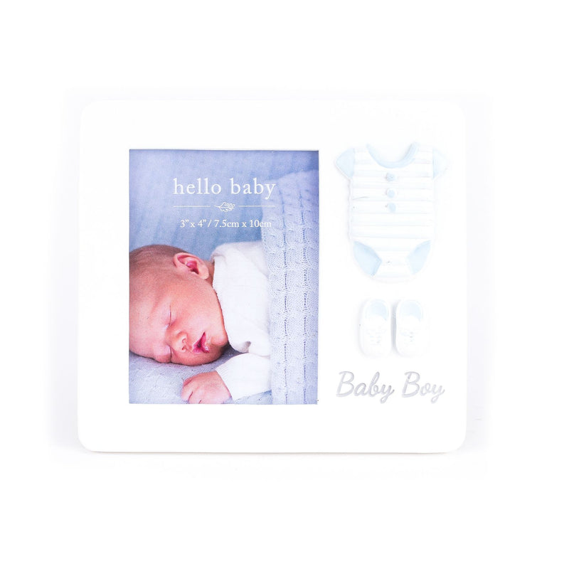 Hello Baby Frame Suit & Booties Design Baby Boy'  3" x 4"