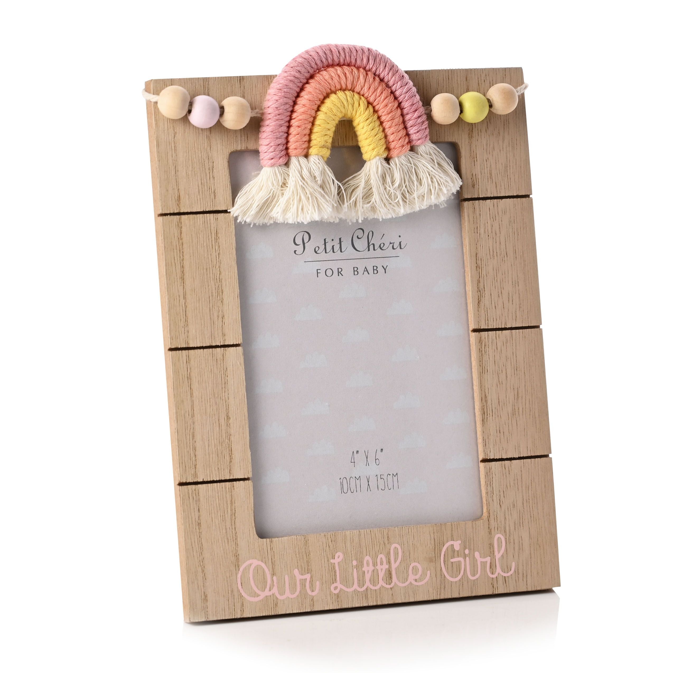 Photo Frame with Macrame Rainbow "Little Girl" 4" x 6"