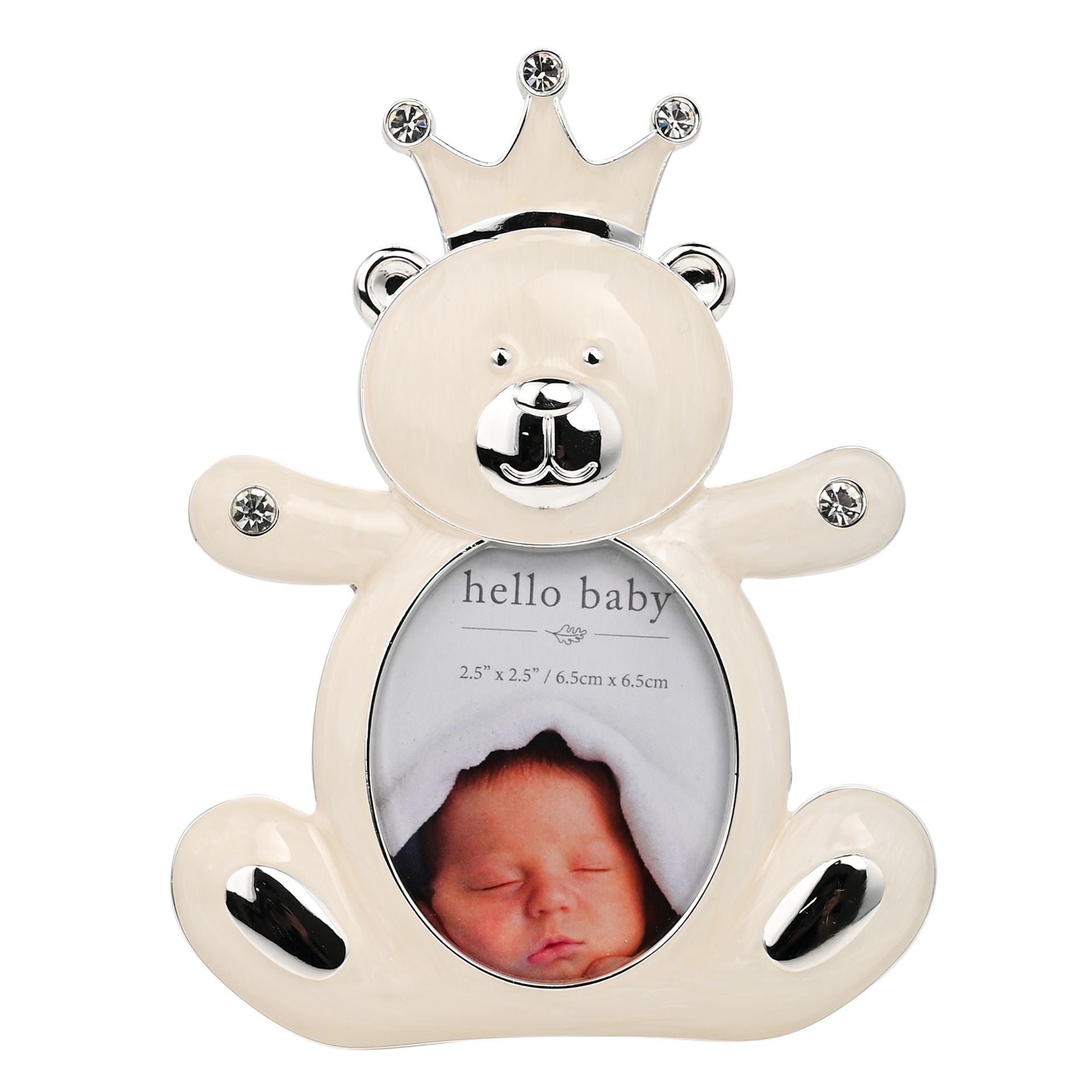 Hello Baby Silverplated Frame - Bear with Crown
