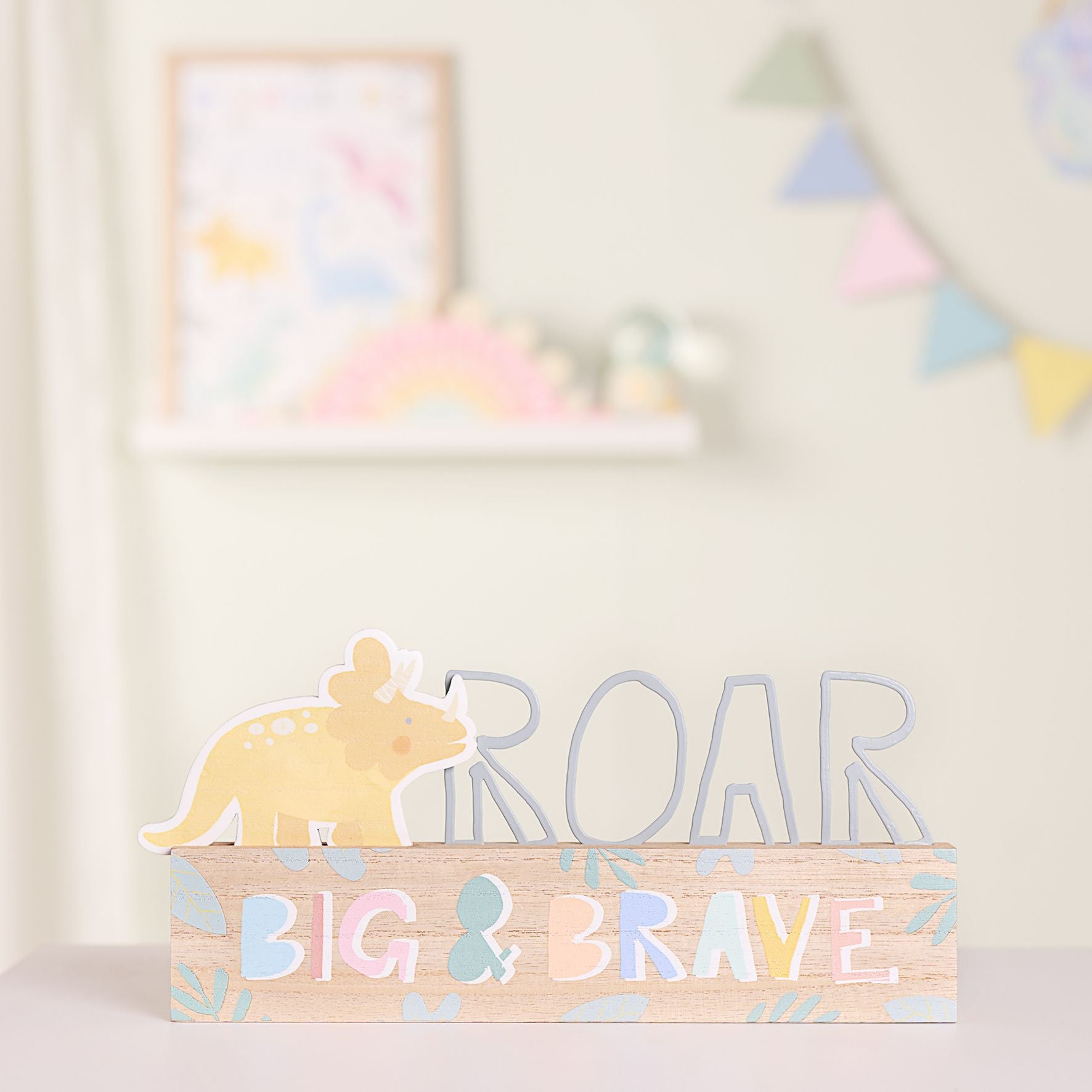 Petit Cheri Dinosaur Plaque -  Roar "Big & Brave"