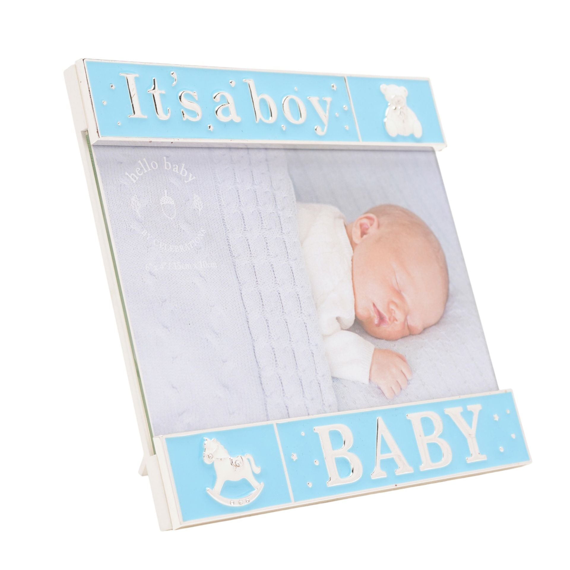 Hello Baby Silverplated Frame & Enamel Photo Frame - Baby Blue
