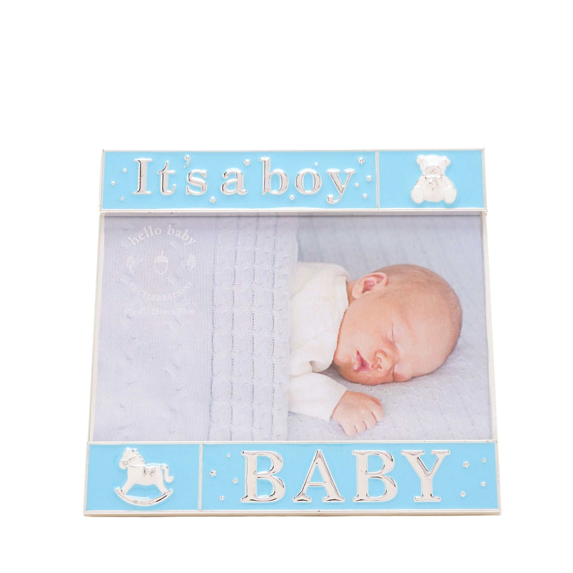 Hello Baby Silverplated Frame & Enamel Photo Frame - Baby Blue