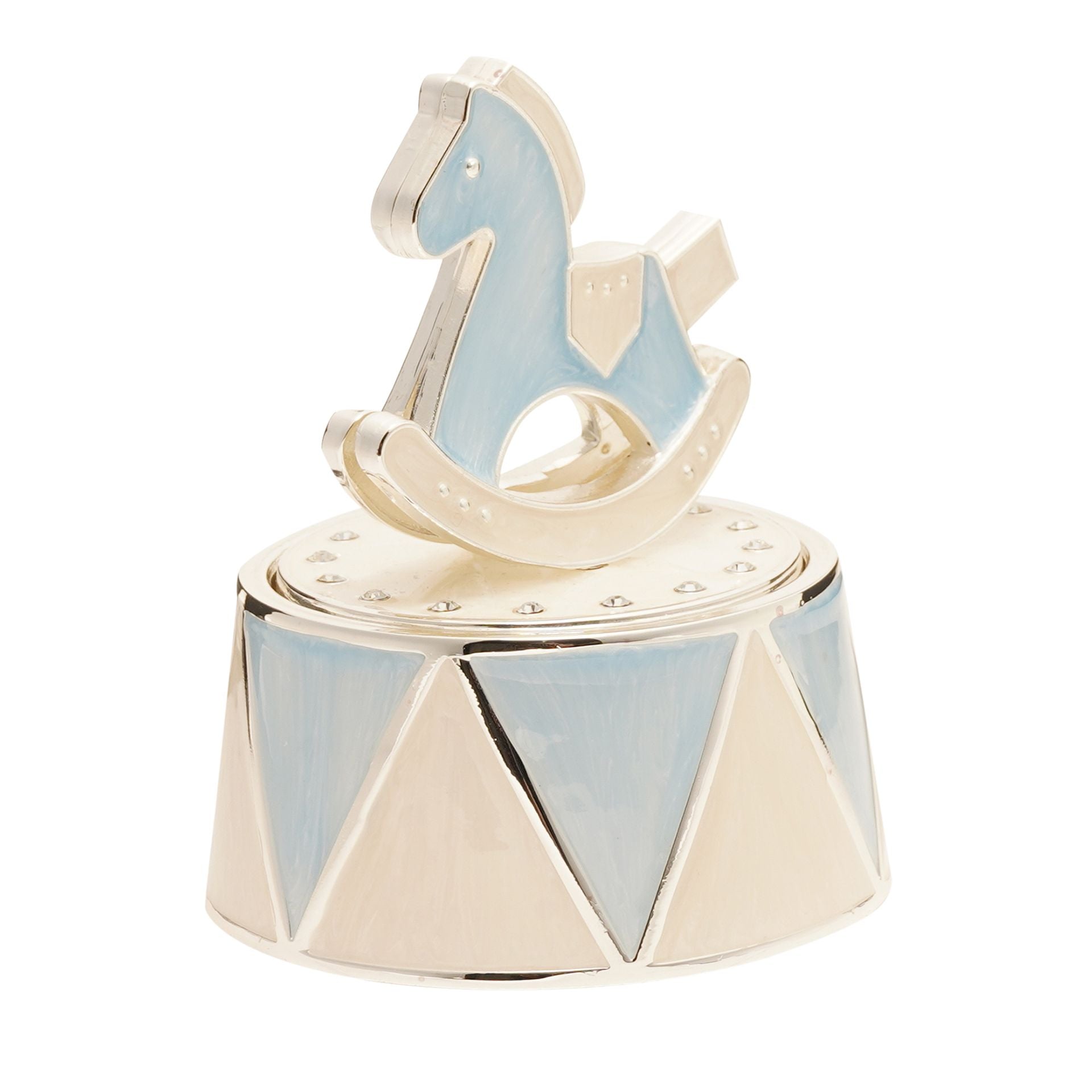 Hello Baby Silverplated Rocking Horse Music Box - Blue