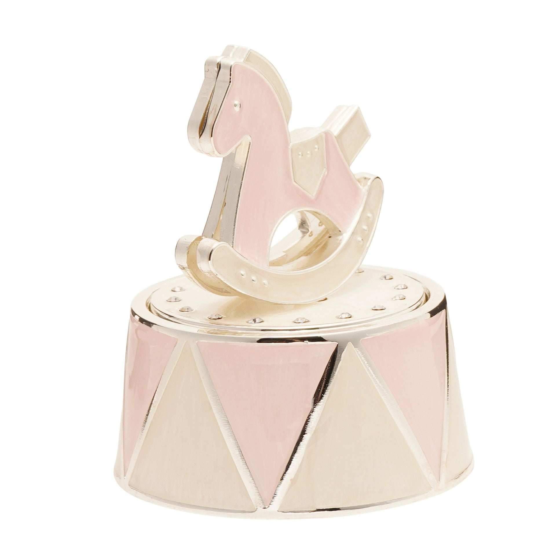 Hello Baby Silverplated Rocking Horse Music Box - Pink