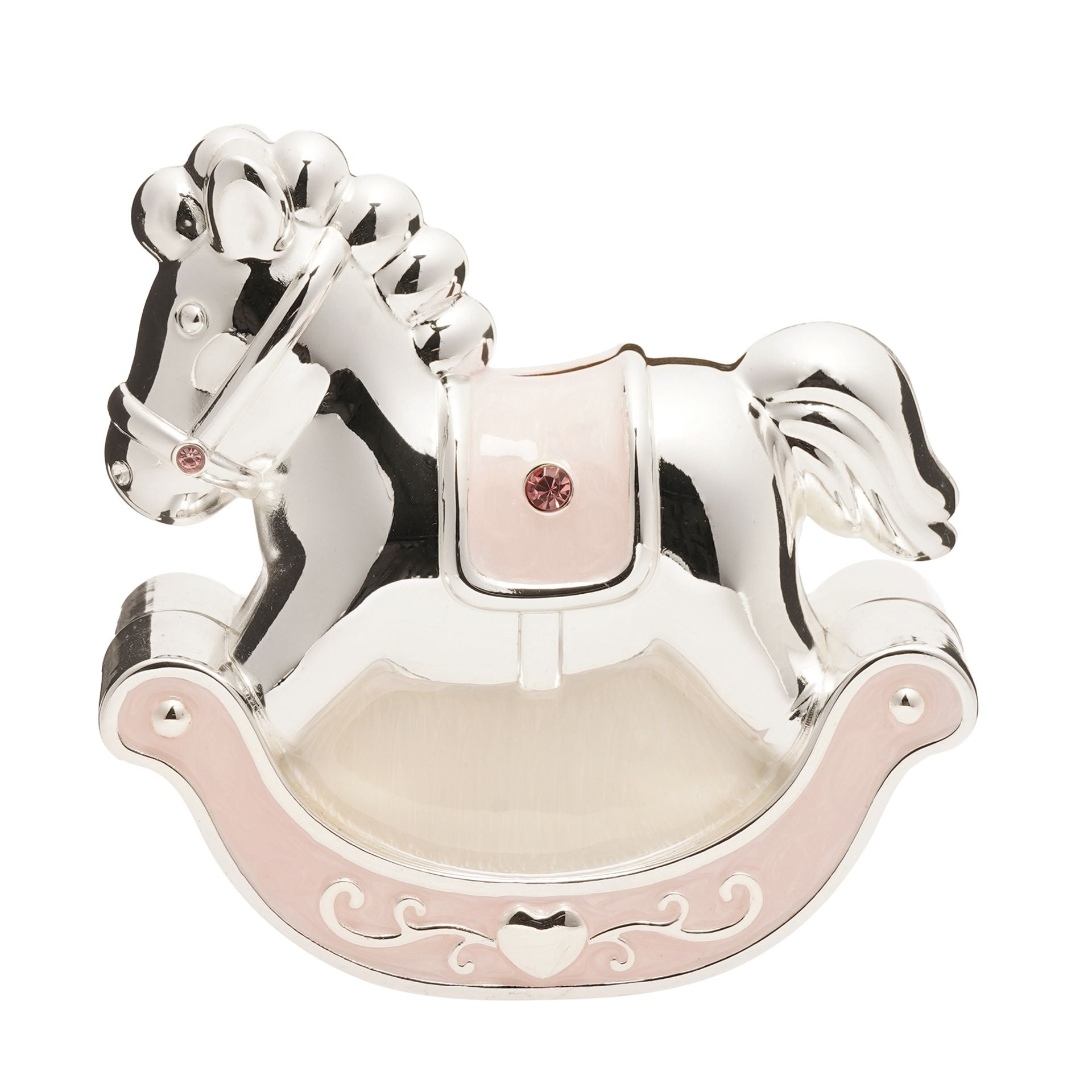 Hello Baby Silverplated Rocking Horse Money Box - Pink