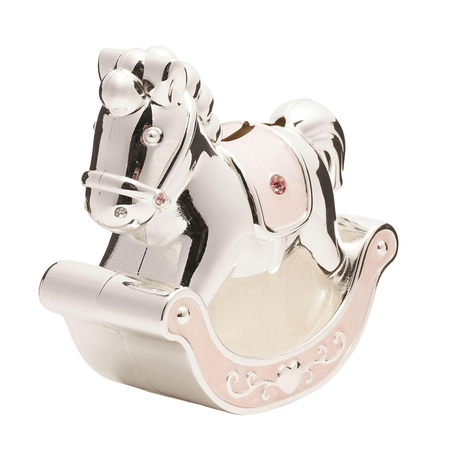 Hello Baby Silverplated Rocking Horse Money Box - Pink