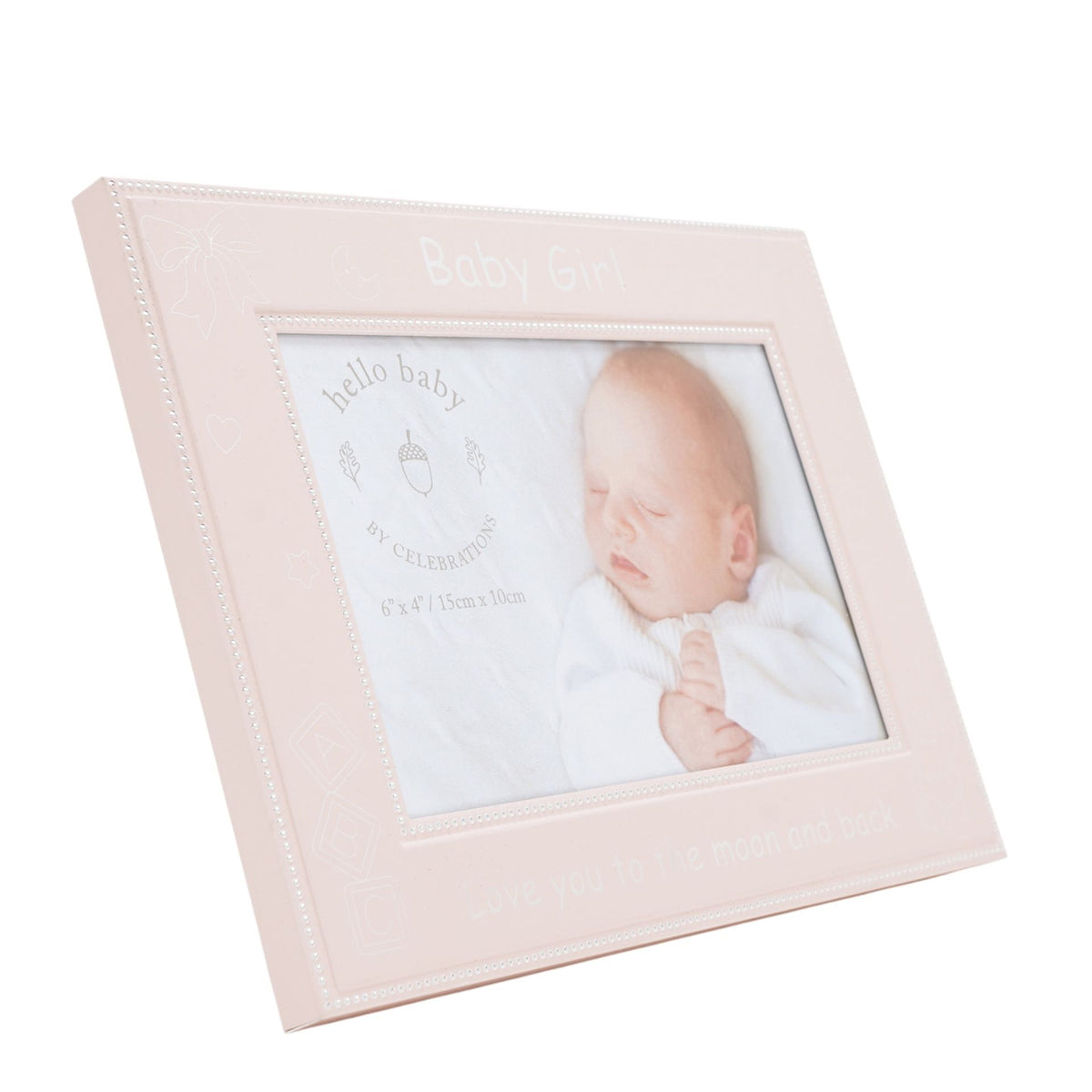 Hello Baby Aluminium Photo Frame 6" x 4" - Pink