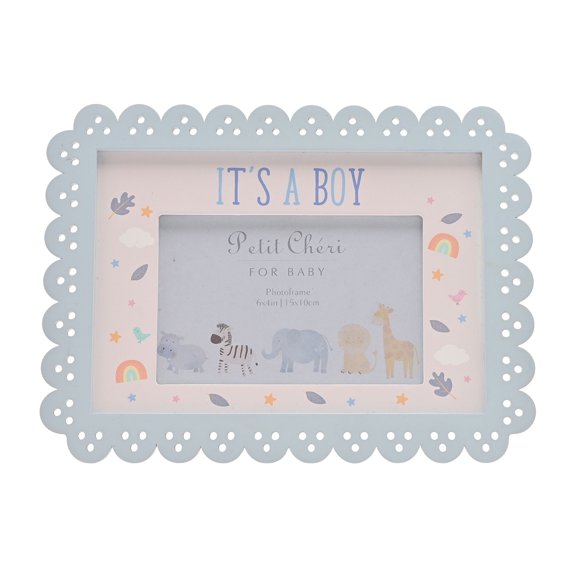Petit Cheri Scallop Frame 6" x 4" Blue - Its A Boy