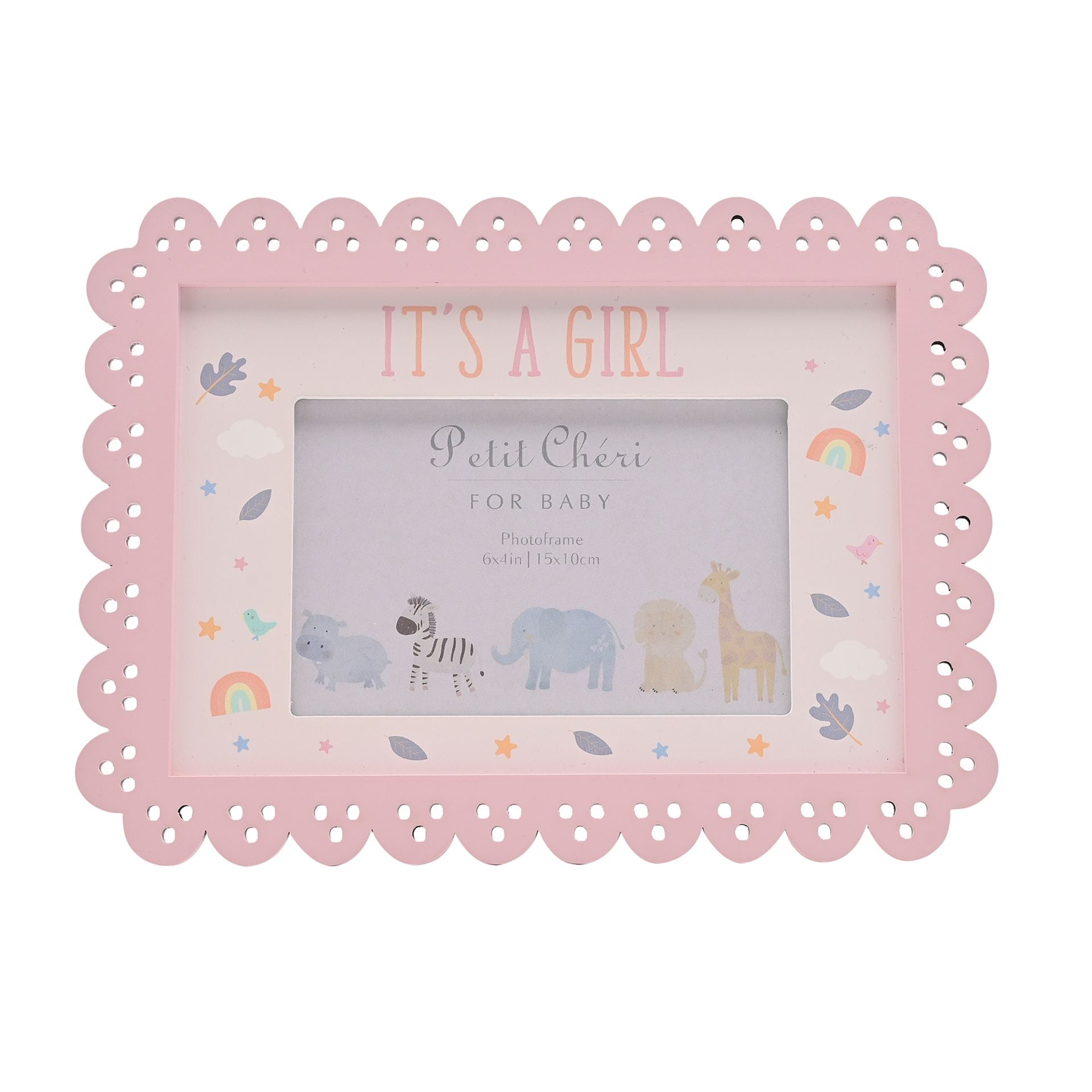Petit Cheri Scallop Frame 6" x 4" Pink - Its A Girl