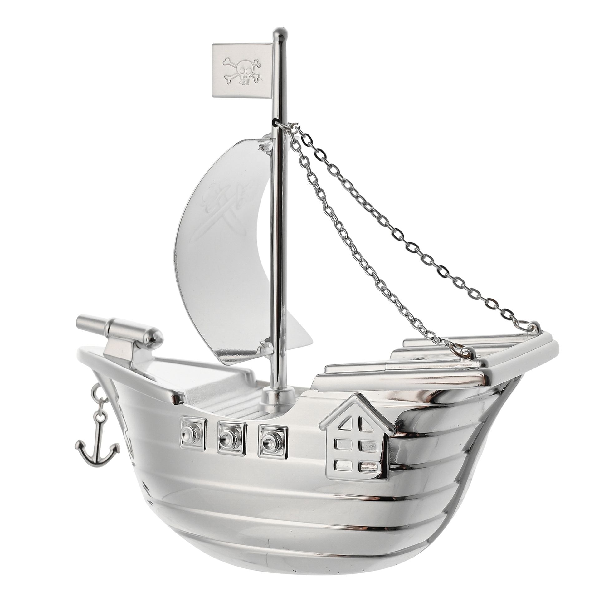 Bambino Silver Plated Money Box - Pirate Ship