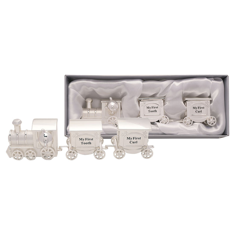 Silverplated First Tooth & Curl Set Train with 2 Carriages