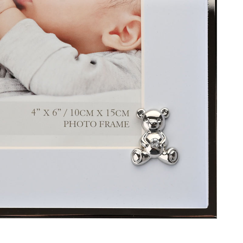 Bambino Metal Plated Frame - Teddy with Blue Mount 4" x 6"