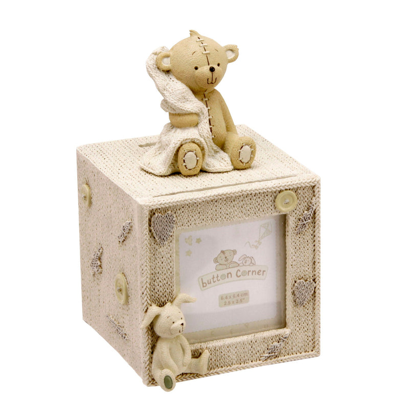 Button Corner Resin Cube Money Box with Photo