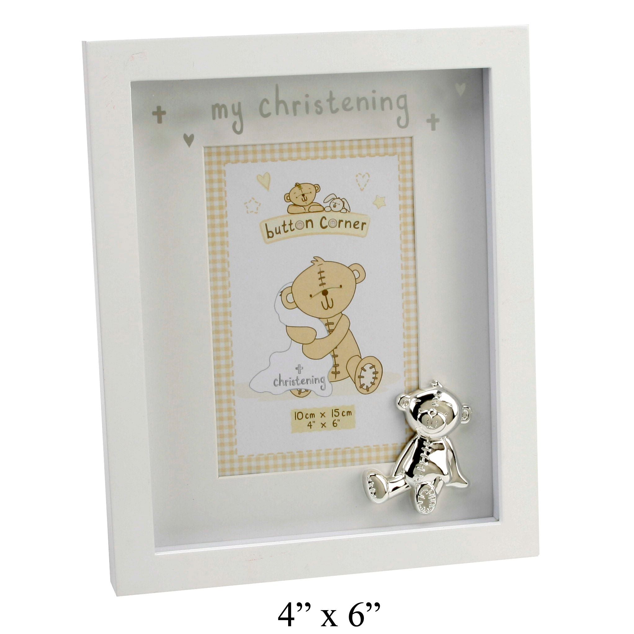 Button Corner Photo Frame &  Icon "My Christening" 4"x6"