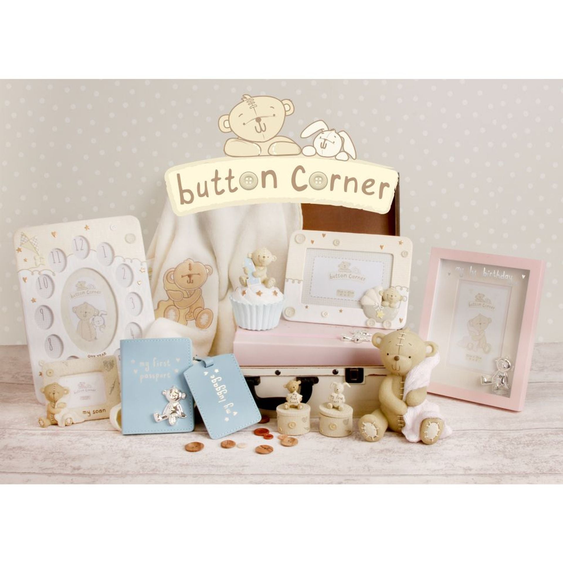 Button Corner Leatherette My First Passport Set - Blue