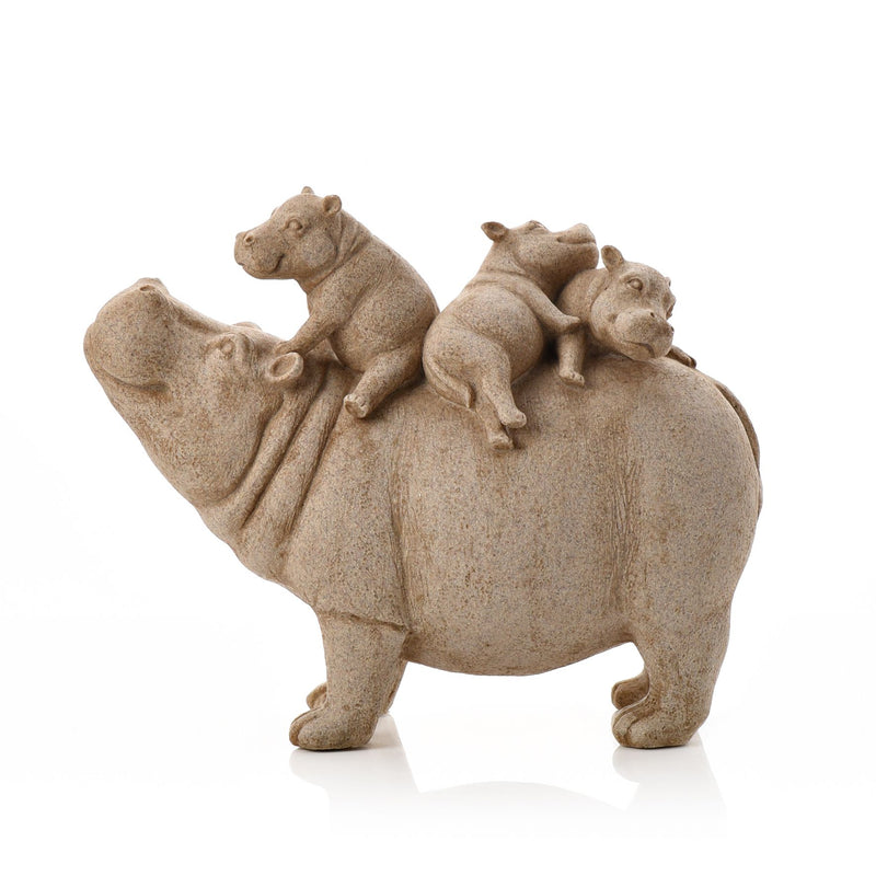 Naturecraft Sandstone Look Hippo and Babies Ornament