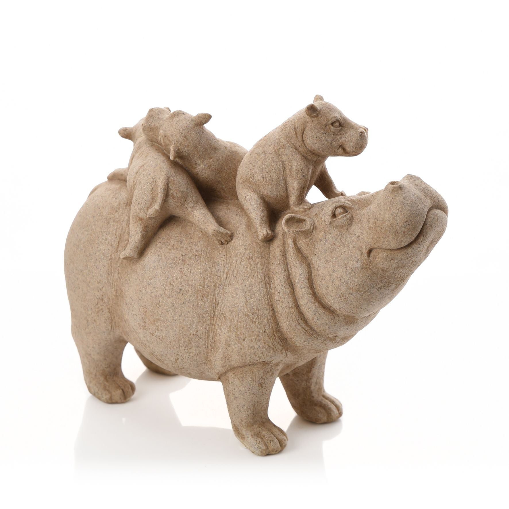 Naturecraft Sandstone Look Hippo and Babies Ornament