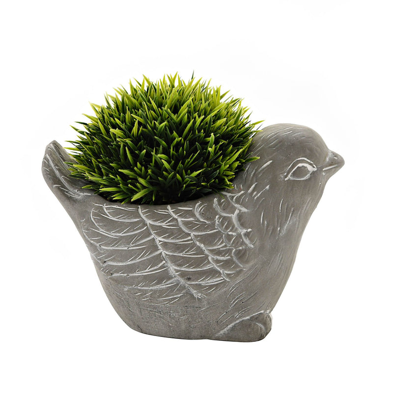 Large Cement Effect Bird Planter with Succulent
