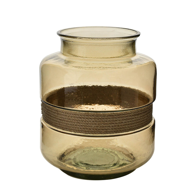 Hestia Tan Recycled Glass Lantern with Twine