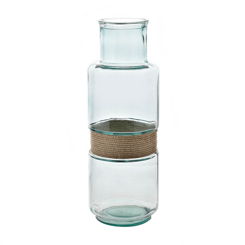 Hestia Recycled Glass Tall Vase with Twine