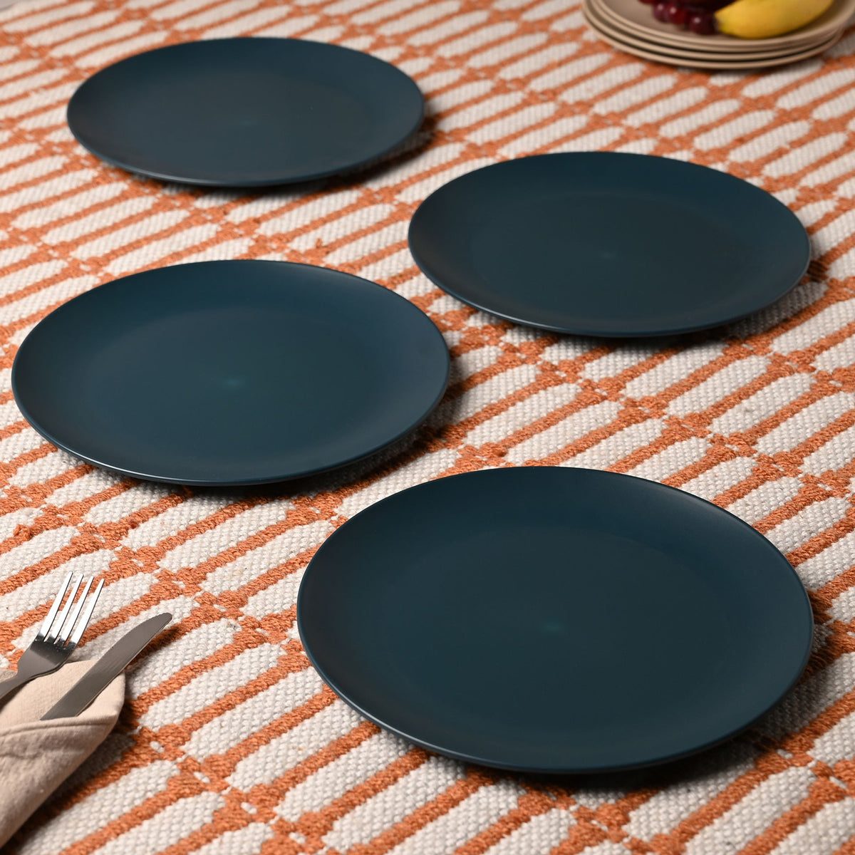 Country Living Set of 4 RPET Dinner Plates - 25cm Navy Blue