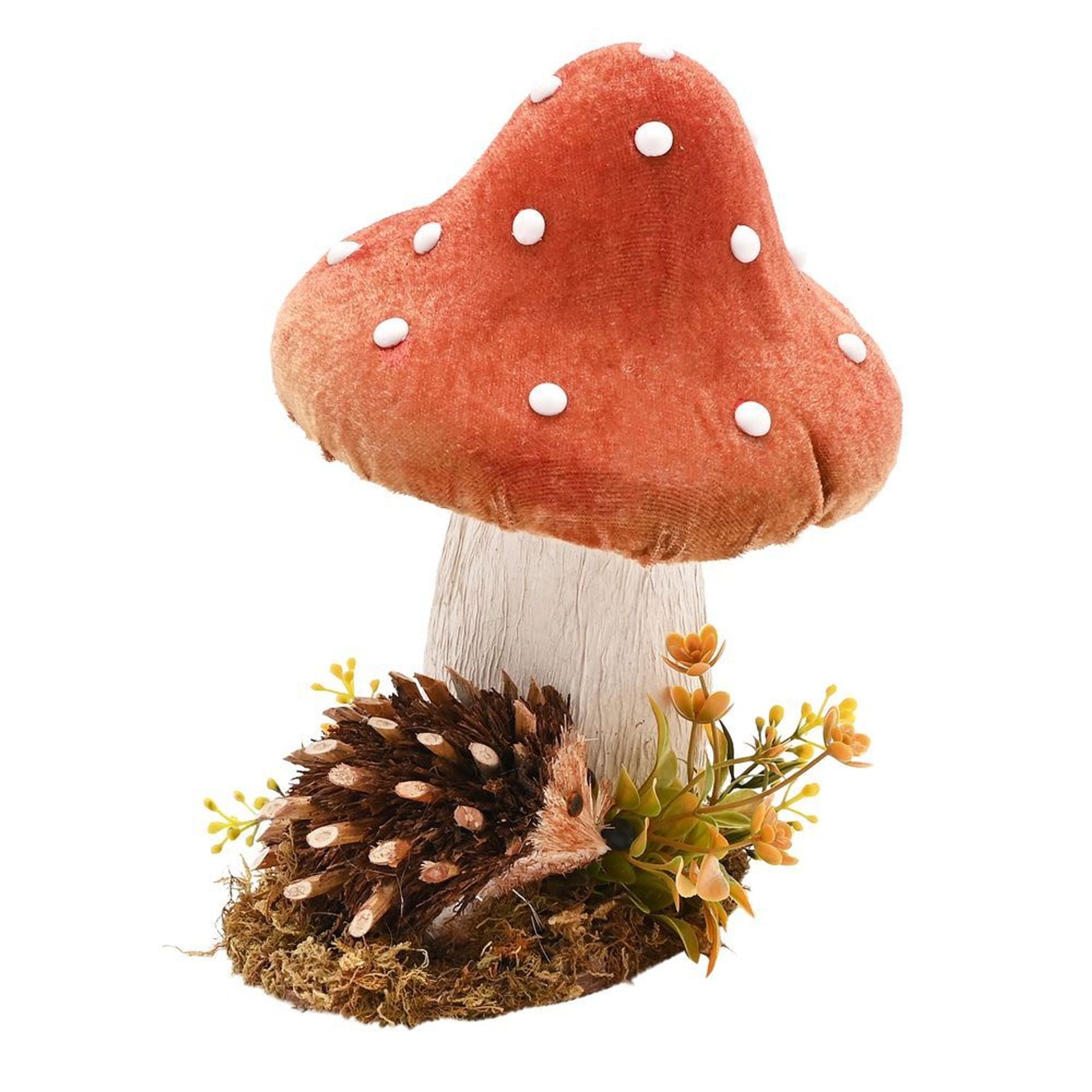 Country Living Natural Handmade Hedgehog Ornament with Mushroom