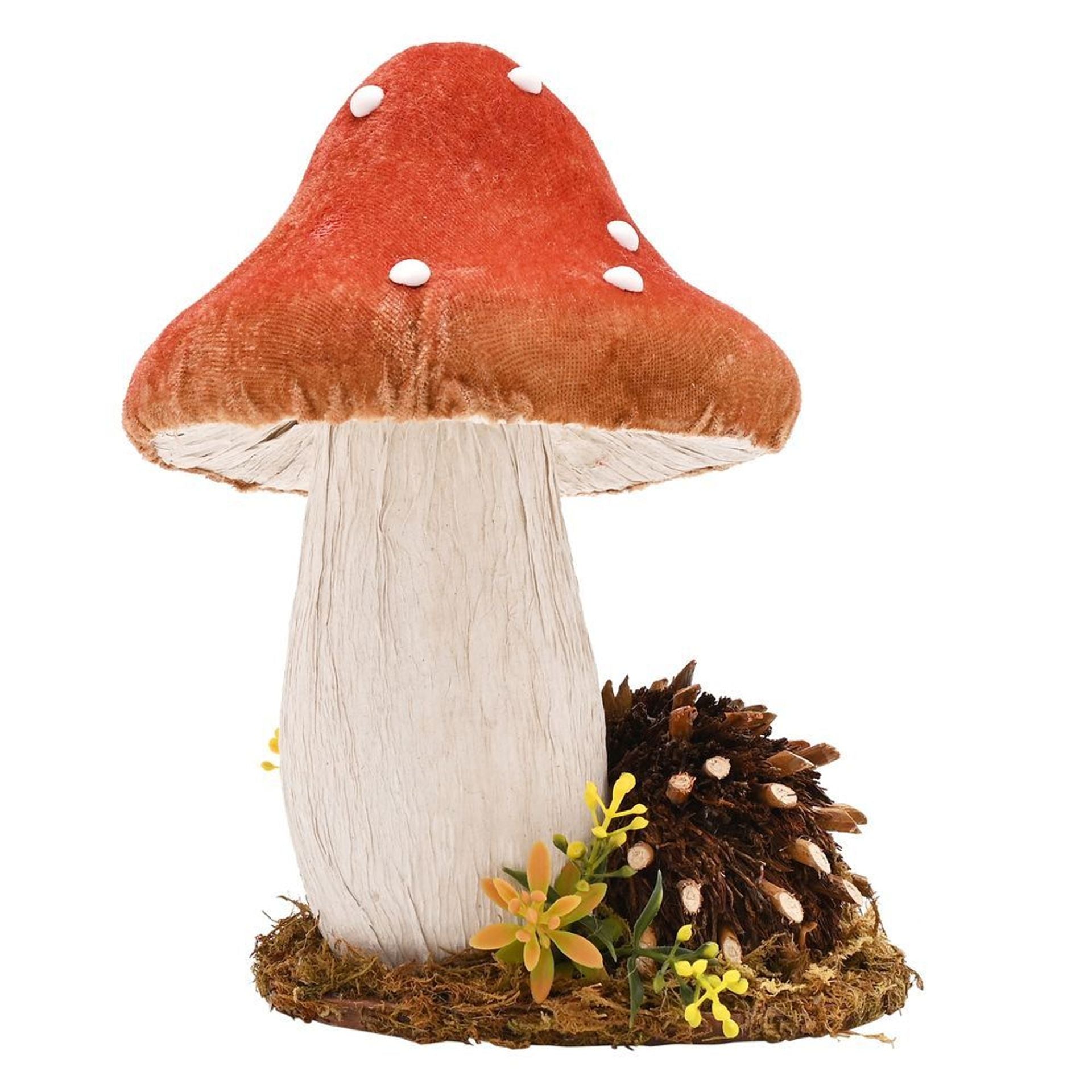 Country Living Natural Handmade Hedgehog Ornament with Mushroom