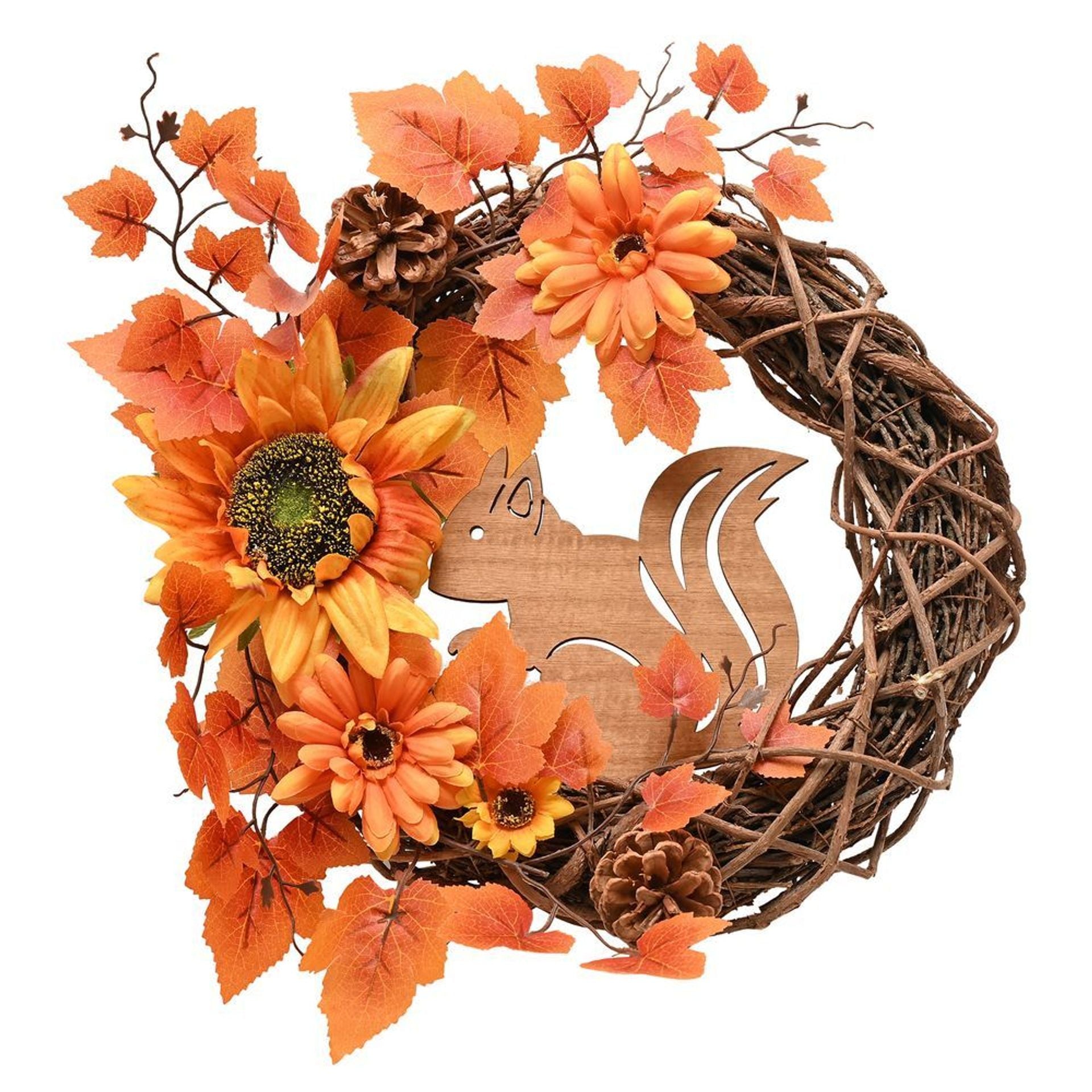 Country Living Natural Handmade Autumn Wreath With A Squirrel